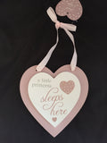 double heart plaque "a little princess sleeps here"