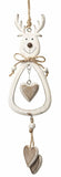 White Hanging Wooden Reindeer With Hearts